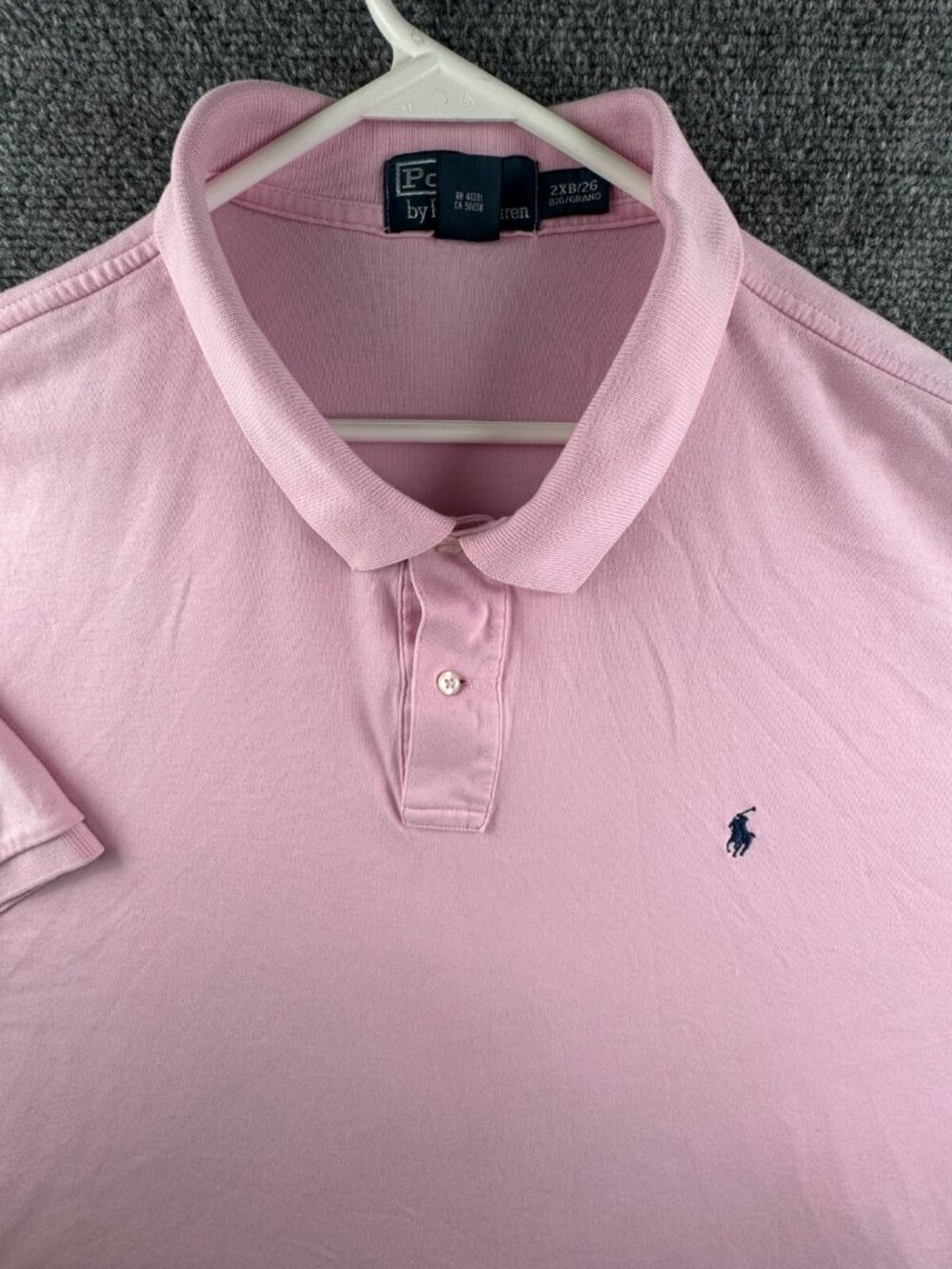 Polo Ralph Lauren 2XB Big Pink Short Sleeve Polo Shirt Cotton Knit Adult Pony